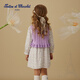 TARTINE ET CHOCOLAT French chocolate children's clothing 25 spring new arrival girls removable vest dress purple 110/4A 176