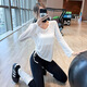 LULUUVTTOH Sports Yoga Top Women's Loose Slimming Pilates Cover-up V-neck Yoga Wear Thin Running Fitness Wear Long Sleeve White L