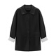 Basic House/Baijiahao Korean striped splicing PU leather jacket spring retro lapel jacket top for women black L