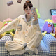 Xuan Mulin pajamas for women in spring and autumn long sleeves chest pad 2025 new cute cartoon sweet bear summer home clothing set a691 Star Beaver M