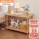 Boundary line bedside table storage bedroom small simple small table mini bedside cabinet storage rack storage bedside table side table double layer pastoral oak color 60*40cm