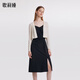 GOELIA 2025 popular suit, feminine commuting wear, knitted cardigan suspender dress two-piece set 1B9CAC190 00B black XS