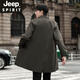 JEEP SPIRIT风衣男中长款外套2025新款春秋季过膝克苏鲁文职行政商务休闲大衣 黑色 M 100-120斤