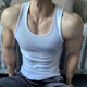 New American thick thread elastic sweat-absorbing vest in summer fitness running sports casual slim fit solid color men's trend black XL (105-120Jin[Jin equals 0.5 kg])