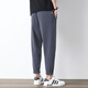 Charlotte summer ice silk casual pants for men straight and trendy brand loose quick-drying nine-point pants for summer thin handsome sports pants 719 black L [recommended 110-130Jin [Jin equals 0.5 kg]]