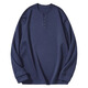 Jeanswest American Retro Henley Collar Long Sleeve T-Shirt Men's 2025 Spring Loose Casual Bottoming Shirt Men's Navy 3XL