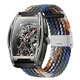 Pupan is suitable for Mark Huafei hollow mechanical watch strap for men's elastic nylon braided women's strap for men FW-6180 buckle nylon [dark] suitable for Mark Huafei watch strap [tools]