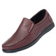 YRC Summer Hollow Leather Shoes Men's Breathable Anti-Slip Perforated Crocs Small Size Middle-aged Dad Sandals Shoes Light Brown 6622 44 Standard Size