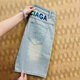 
XiXIEXUAN Summer Thin Internet celebrity denim shorts men's Korean style slim trendy mid-pants versatile casual elastic slimming five-point pants 9902 dark blue 34