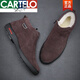Cartelo-Herren-Baumwollschuhe Winter echtes Lederwolle und Samt warme Wolle gefrostetes Leder nicht rutschloser High-Top-Winter-Baumwollschuhe 9855 Schwarz 40