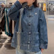 Adidas Clover Jacke Herren- und Frauen Frühling Jahr der Schlange Neujahr Neues chinesisches Stil Buckle Denim Sport Lose Jacket Jacket JZ9928/Denim Blue M.