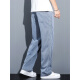 Lomon summer thin ice silk casual pants for men loose straight-leg tensile denim wide-leg pants for men trendy brand trousers for men 1048 gray + 1048 black M