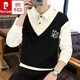 Pierre Cardin Shirt Collar Sweathirt Men de printemps et d'automne deux pièces épissées T-shirt à manches longues décontractées