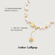 Amber Lollipop Pearl Necklace Female Niche Design Love Pendant Necklace Anniversary Birthday Gift for Girlfriend and Wife Gold (Luck Series)
