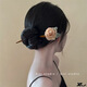 Dai Yan ancient style wooden hairpin, new Chinese style daily hairpin, rose wood hairpin, women's ancient style cheongsam and Hanfu accessories, light purple flower hairpin