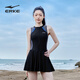
ERKE swimsuit women's sleeveless dress swimsuit slim soft swimsuit 100% summer cloud gray M