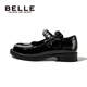 百丽童鞋女童黑皮鞋演出鞋春秋儿童学生鞋乐福鞋中大童单鞋 黑色28
