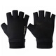Buckskin gloves, outdoor cycling gloves, autumn and winter half-finger motorcycle motorcycle warm men's touch screen exposed finger, exposed two fingers black