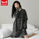 Catman Miiow New Nightgown pour les femmes au printemps et à l'automne Coton pur ancon de coton mignon à manches longues à manches longues Internet Célébrité Style Home Clothes Home Style W9763 Champe de nuit à manches longues M 70-90Jin [Jin est égal à 0,5 kg]