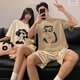 
Cat couple's new summer short-sleeved pure cotton pajamas 2025 thin cute home clothes CW#9925 M Women + Men L