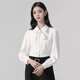 Troman 1-shirt 2-wear no-iron removable bow white shirt women's long-sleeved professional wear formal top interview shirt