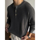 Liu Chaobu Old Money Style Henley Collar Sweater Men's Loose Long-Sleeved Sweater Knitted Sweater Henley Shirt Khaki XL