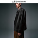 PEACEBIRD Men's Jacket Leather Lapel Lapel Temperament Loose Casual Fashion Black 1 S