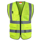 Reflective vest vest sanitation worker clothes traffic fluorescent clothing yellow vest cycling breathable reflective clothing printing multi-pocket mesh-orange XL