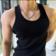 New American thick thread elastic sweat-absorbing vest in summer fitness running sports casual slim fit solid color men's trend black XL (105-120Jin[Jin equals 0.5 kg])