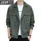 JEEP SPIRIT西装领男士纯色夹克春秋季新品韩版潮牌灯芯绒休闲男装外套 黑色 XL ( 125-140斤)