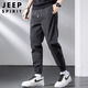 JEEP SPIRIT Jeep casual pants men's autumn and winter Korean style pants men's overalls loose leggings dark gray-XL