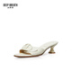 
DEEP BREATH Deep Breath Women's Shoes French Open-toe GD Buckle Elegant Temperament Sandal Slippers AX14108 White 38