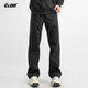 CLOR trendy work pants men's summer casual thin pants high street loose sports straight pants CL50 black L