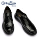 Goldlion Men's Shoes 2025 Spring New Men's Formal Leather Shoes Round Toe Knob Buckle Hand Scratch Pattern Thick Sole Business Casual Shoes Black 42