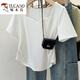 Carpintero de carpintería gran tamaño grasa de mujeres MM Summer Nuevo estilo 2025 Collar cuadrado Tamita de manga corta Diseño de hombro de moda Top 13701 4xl Recomendado 176-190Jin [Jin es igual a 0,5 kg]