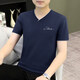Yimengto Yimen Camel Kurzarm T-Shirt Herren Sommer V-Ausschnitt mit halbärmeligem T-Shirt Hühnchen-Herzkreis T-Shirt Herren Sommer-Sweatshirt Top Herren D7029 White M.