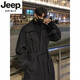 Jeep Spirit High-End Retro Double Breasted Windbreaker Herren Spring Neue Feste Farbe Einfacher mittelgroßer britischer Stil großer Größe Schwarz L.