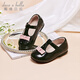 DAVE&BELLA Girls' Leather Shoes Princess Style Children's Performance Shoes Spring New Children's Casual Shoes Female Baby Toddler Shoes Black Spot 21
