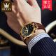 
OLEVS (OLEVS) Top 10 Swiss certified watches for women fully automatic mechanical watches for simple temperament for women watches for wife gifts [upgraded version] 6629 men-brown leather black face