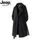 JEEP SPIRIT light luxury high-end German mid-length windbreaker men's British style casual over-the-knee coat jacket men's casual new product black 2XL recommended weight 160-180Jin Jin equals 0.5 kg