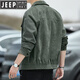 JEEP SPIRIT西装领男士纯色夹克春秋季新品韩版潮牌灯芯绒休闲男装外套 黑色 XL ( 125-140斤)