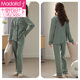 Pajama modal Pajamas Primavera y otoño Autumn Autumn Algodón puro Ropa para el hogar de manga larga Cárdigan delgado de algodón del algodón delgada más el traje de gran tamaño T9273 M White XL (170)