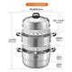 Jiuyang steamer 304 stainless steel three-layer compound bottom household steamed fish and raised lid steamer steamer steamer induction cooker gas stove high arch lid large capacity丨ZGH2802 3 layers 28cm