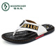 
Woodpecker brand flip flops men 2022 summer men's slippers genuine leather sandals trendy non-slip outdoor sandals outside the beach 16886 black and red 38