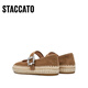 Sijiatu 2025 new wheat sugar cube Mary Jane shoes Fisherman shoes Flat shoes Light mouth shoes Women's single shoes 9UA49AQ5 Grass and wood brown 34