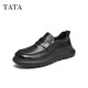 TATA 25 new comfortable and soft business casual leather shoes genuine leather slip-on men's shoes TFE02DM4 black 40
