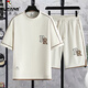 
Woodpecker (TUCANO) ice silk t-shirt men casual sports suit summer letter printing half-sleeved men teen short-sleeved shorts two-piece set T K1301 black [top + pants] M