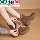 Botas de nieve de marca Cartelo para mujeres 2025 Botas cortas de Autumn and Winter Martin Short Martin Casual Plus Velvet Botas de algodón engrosadas de moda y versátiles Versátiles de caqui Versión 38