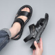 Sandalias guerreras zapatos para hombres zapatos de playa al aire libre sandalias deportivas de dos listones resistentes a la ropa WSL (WZ) -1390 Negro 41