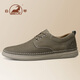 Ram leather shoes for men spring and summer breathable genuine leather men's shoes soft sole lightweight business casual shoes for men khaki 41